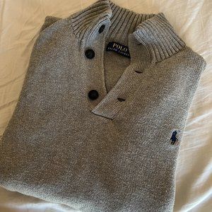 Men's Ralph Lauren Grey Button Neck Sweater